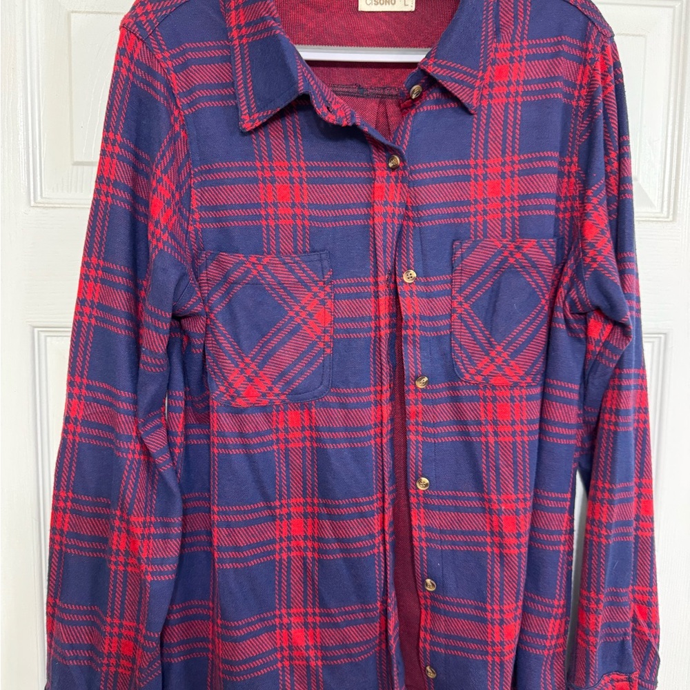 Ci Sono Red and Blue Plaid Shirt